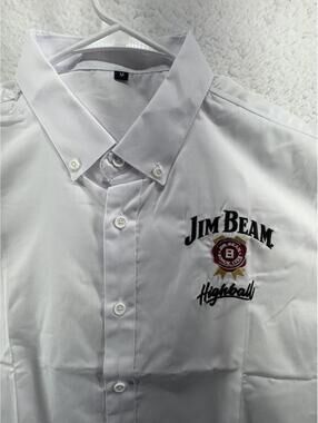 Jim Beam Highball Mens Medium Button Up Shirt Drink Responsibly Bartender Shirt